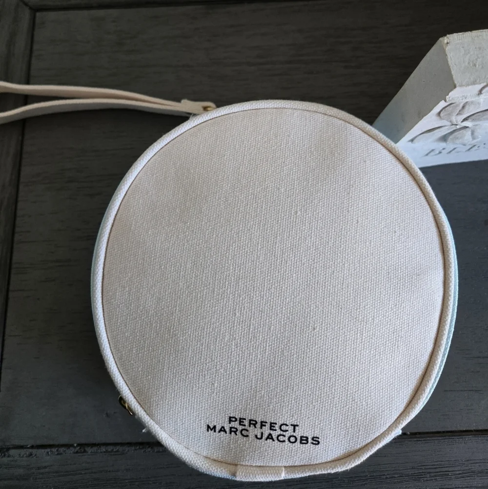 Marc Jacobs Cream Round Cosmetic Bag with Cherry Charm
